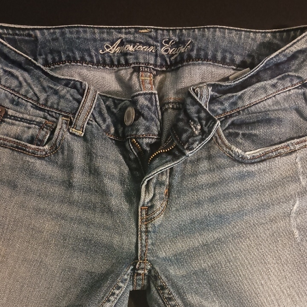 American Eagle Outfitters Blue Skinny Jeans with Faded Wash